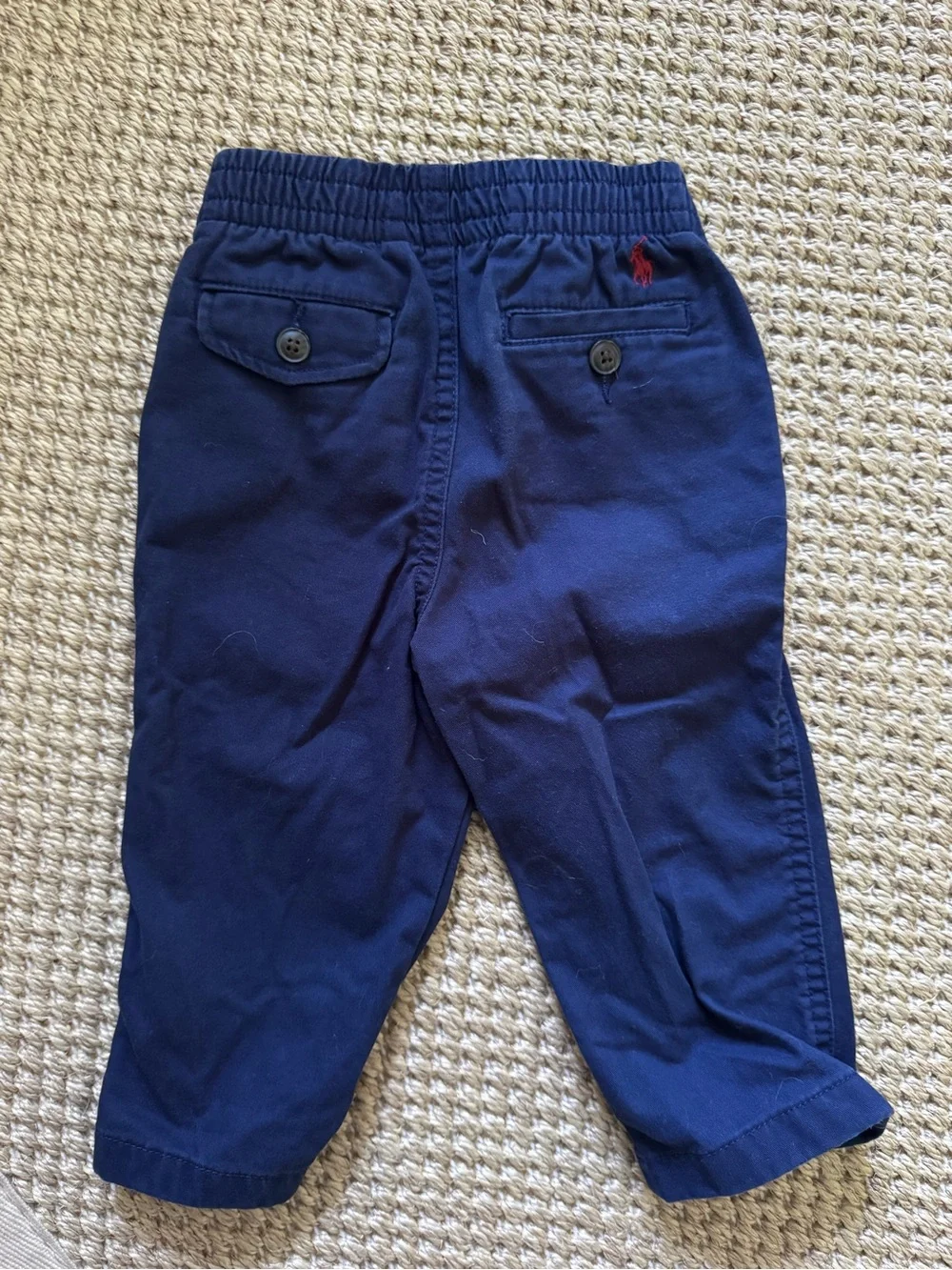 Ralph Lauren Navy Elastic Waist Twill Pants for Kids
